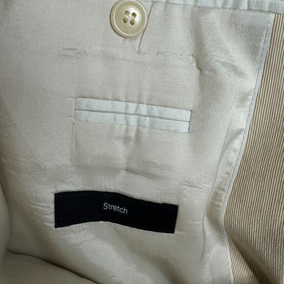 Hugo Boss Sharp1 Blazer Sport Coat‎ Mens 40 Long Tan Stretch Pinstriped Jacket - Picture 10 of 15